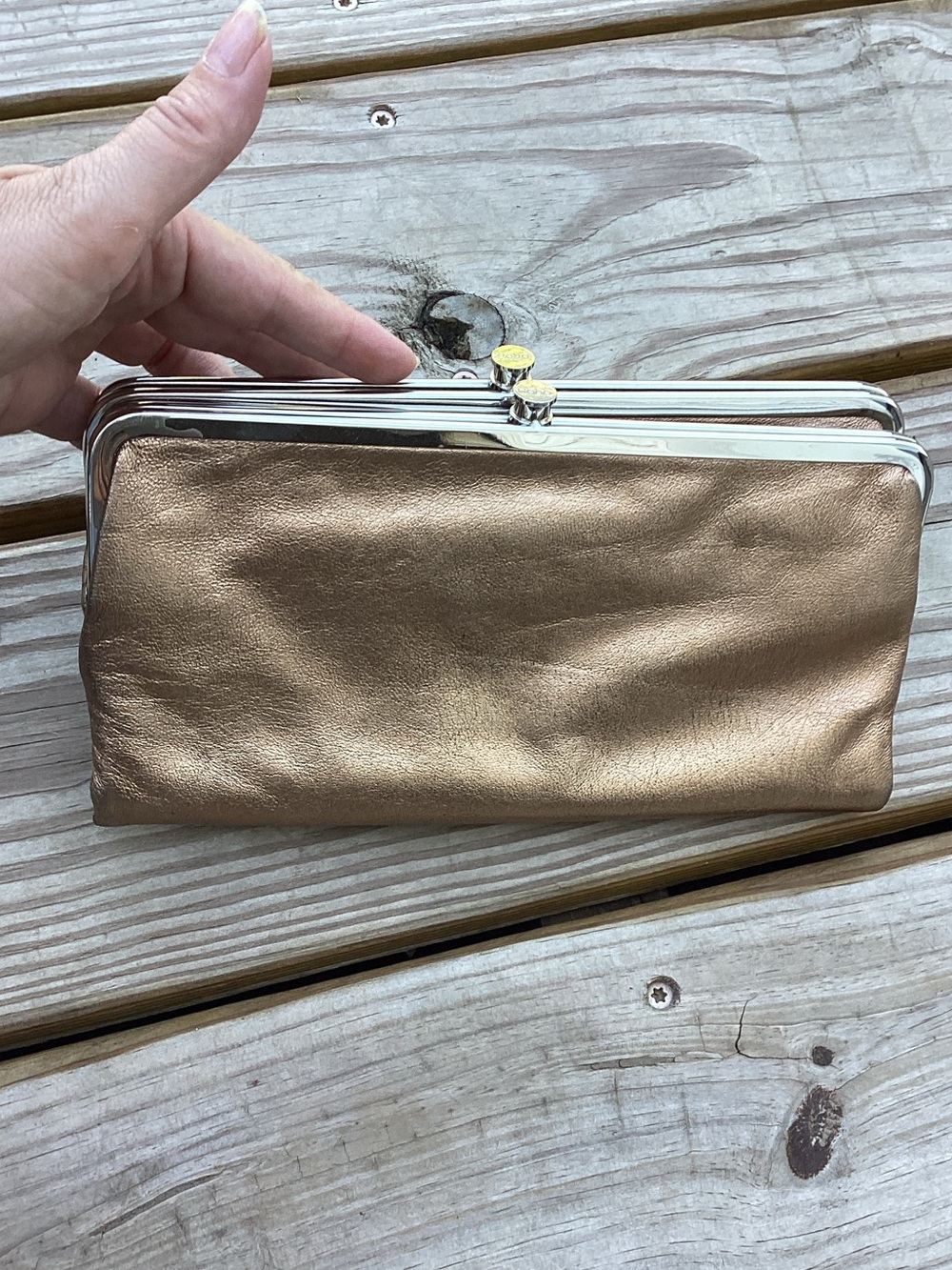 HOBO Metallic Rose Gold Frame Wallet - Picture 6 of 6